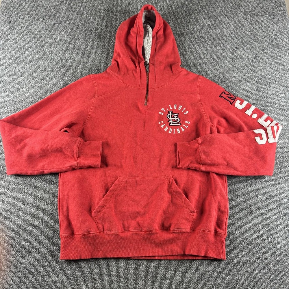 St. Louis Cardinals Hoodie Mens XL Red MLB Baseball Soft As A Grape Quarter Zip